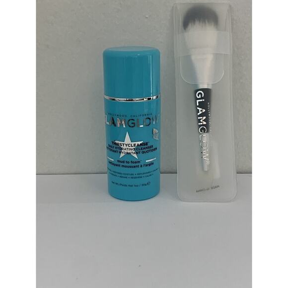 GLAMGLOW Thirstycleanse Mud to Foam Cleanser 1oz 30ml Travel Sz Mask Brush NEW - Picture 2 of 6